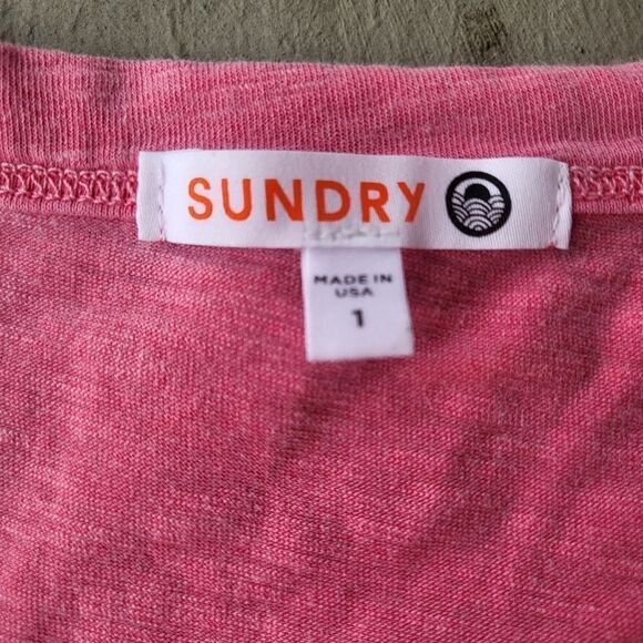 Sundry Casiano T Shirt Dress Ruffle Sleeve Pullover Crew Neck Solid Pink Size S - Picture 7 of 8